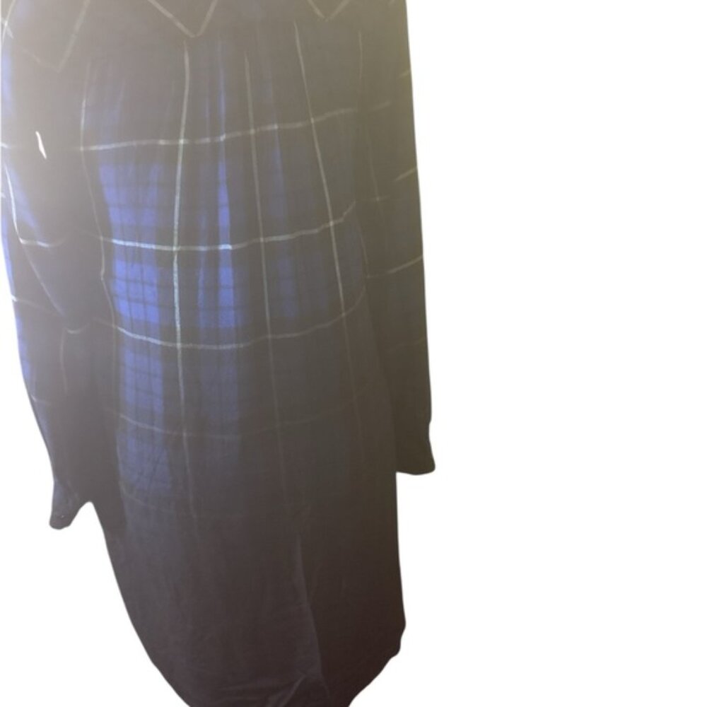 Rock & Republic Shirt Dress SzXS Blue Plaid Ombré Button Up Long Sleeve High Low - Picture 4 of 4